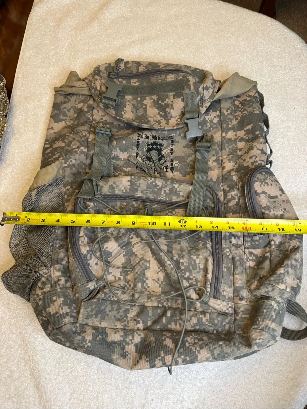 US Army 1st Bn 19th Infantry Tactical Camo Backpack 23x19